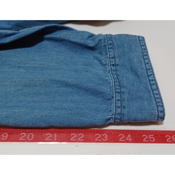 LL Bean Womens Plus Size 3X Denim Chambray Long Sleeve Shirt Heritage Americana - Picture 9 of 9